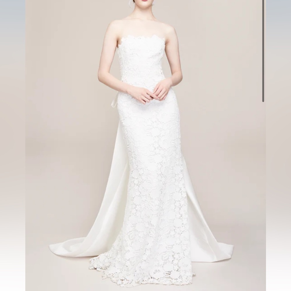 Lela Rose “The Belfast” Floral Lace A-Line Wedding Gown w/ Satin Bow Size 6 - Picture 2 of 7